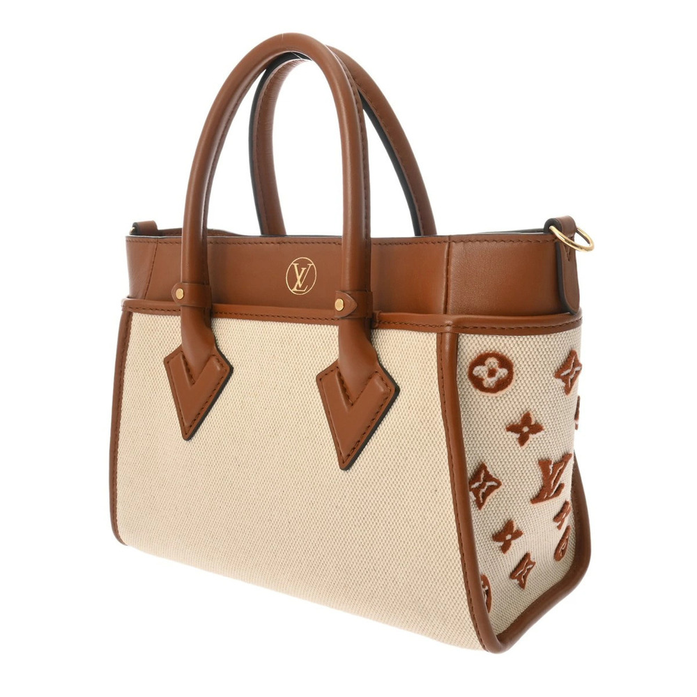 Louis Vuitton Beige Brown Monogram Canvas Side Bag Leather On My